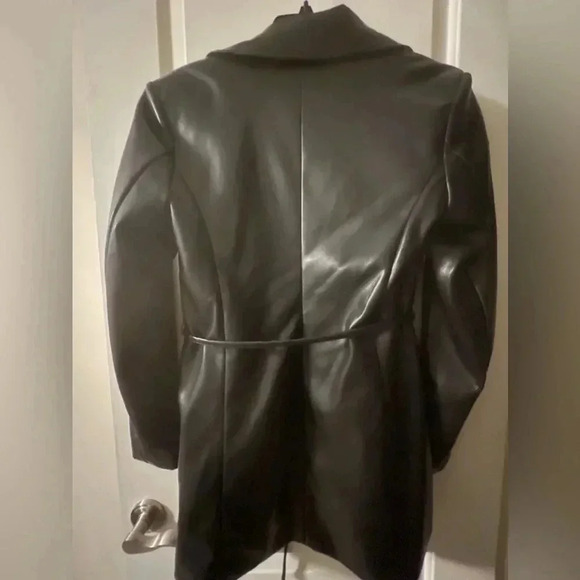SEVEN FOR ALL MANKIND FAUX LEATHER WAIST BLACK BLAZER W/ BELT - Size Medium - Picture 2 of 2